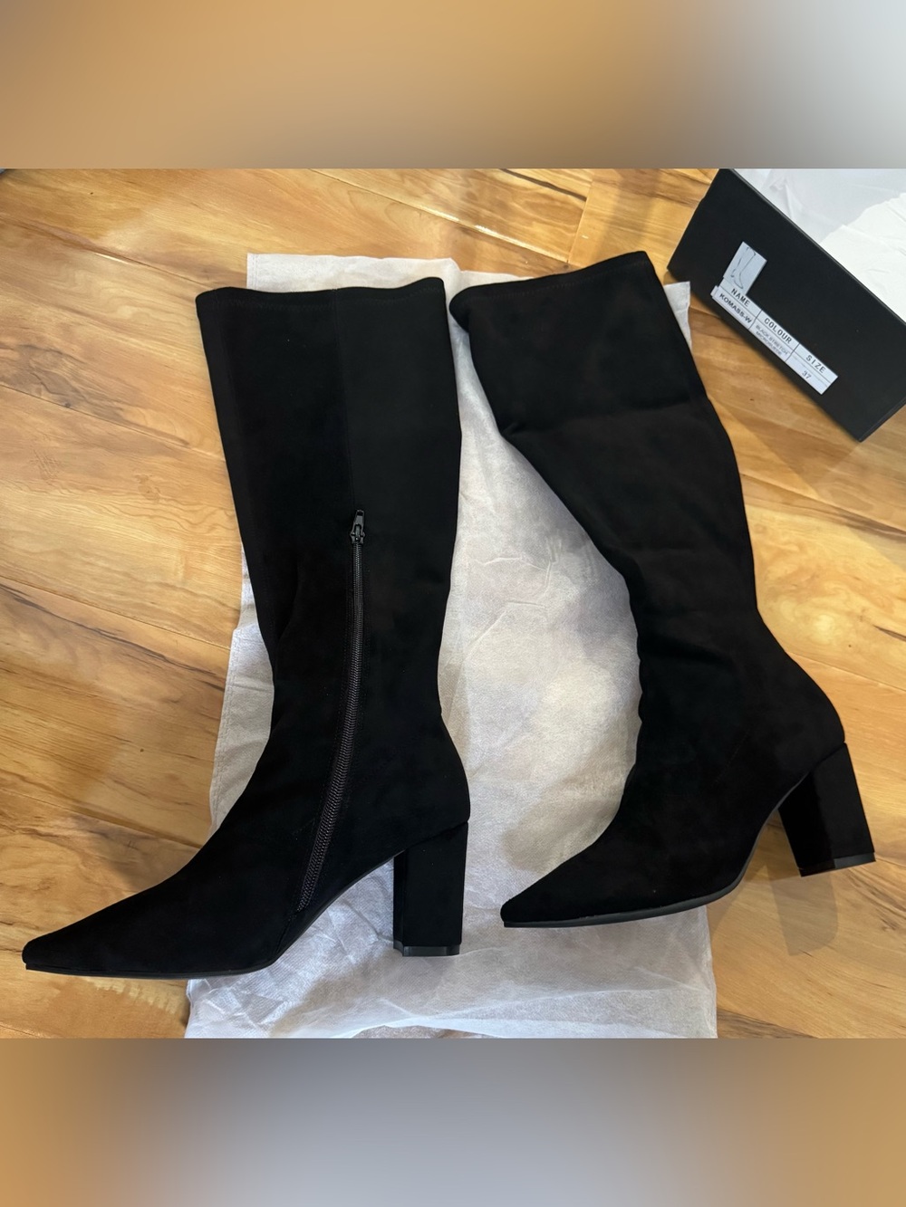 NWT US 9-9.5/ EU 40W - Silent D KOMASS Knee-High Boots BLACK STRETCH (US$160) - Picture 8 of 16